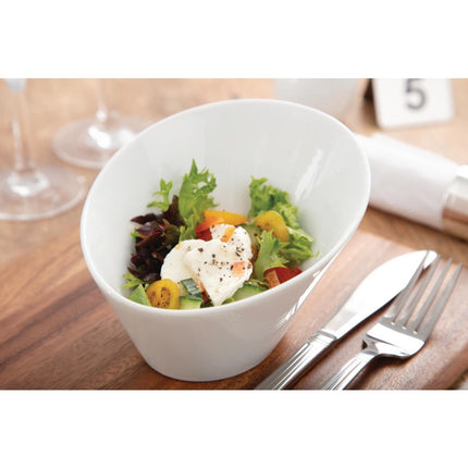 Oval Sloped Bowls 13.3x15.4cm White Porcelain (4 Pieces) | Olympia Whiteware 7