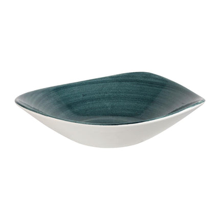 Triangle Bowl Rustic Teal Lotus | Churchill Stonecast Patina | 23.5cm 2