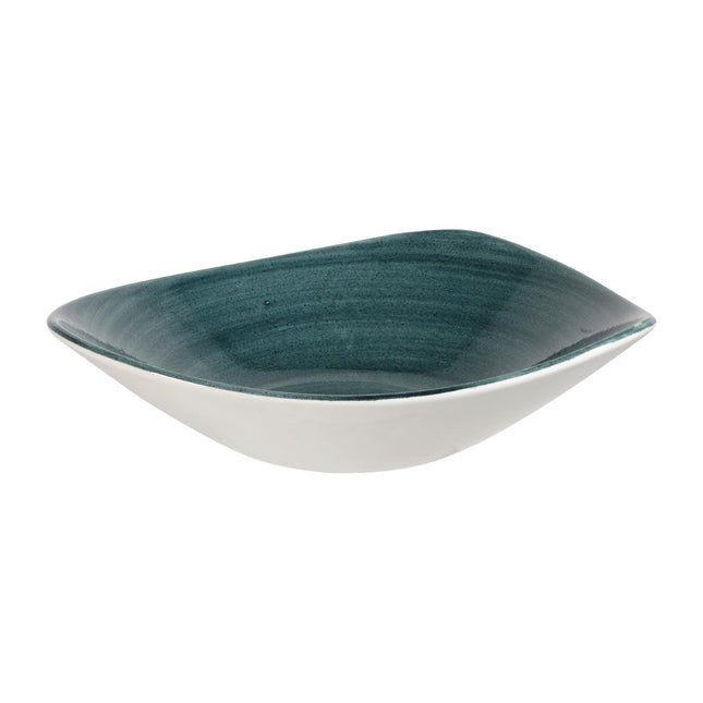 Triangle Bowl Rustic Teal Lotus | Churchill Stonecast Patina | 23.5cm 2