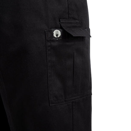 Unisex Slim Fit Black Cargo Pants XXL | Chef Works 6