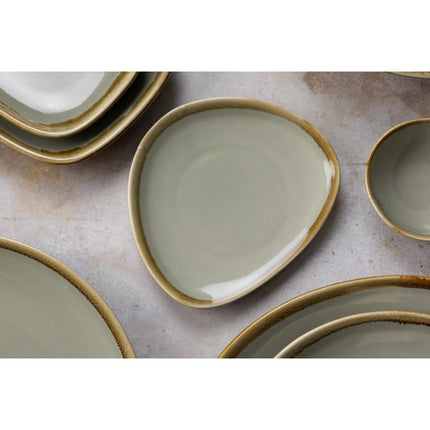 Triangular Plates 23cm Mos Green | Olympia Kiln Collection | Set of 6 5