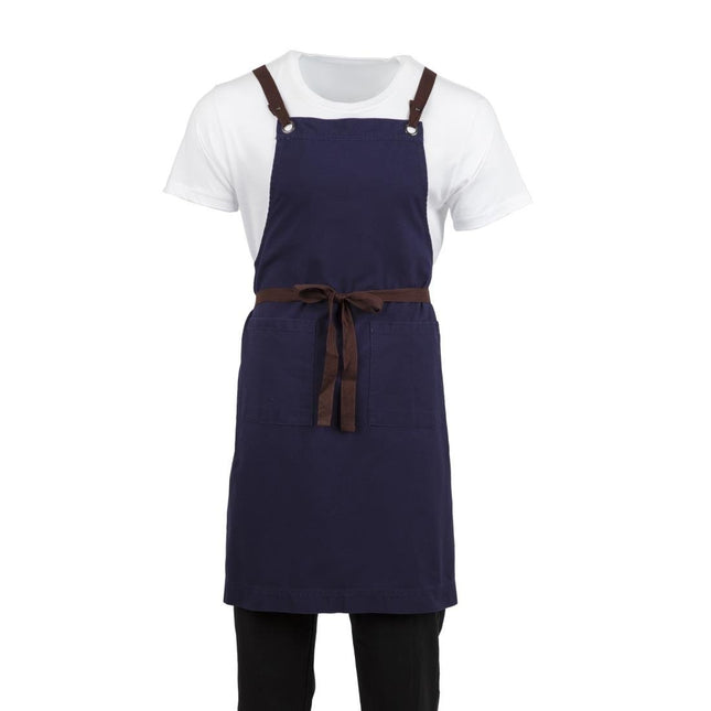 Cotton Canvas Halter Apron Navy Blue | Southside