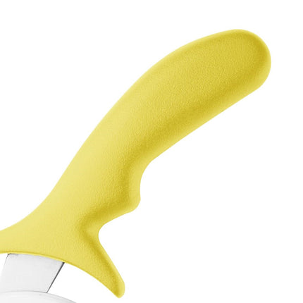 Stainless Steel Pizza Cutter with Yellow Handle | Hygiplas | 10cm Wheel 3