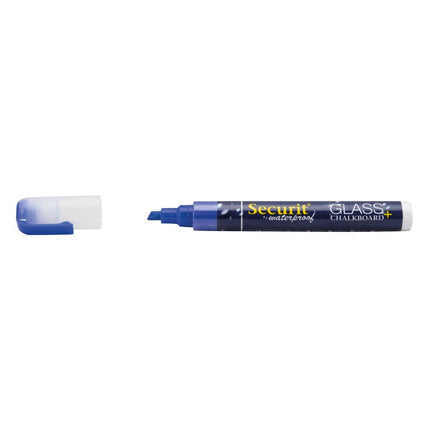Securit Waterproof Chalk Marker for Glass and Chalkboards | Blue, 2-6mm Tip 6