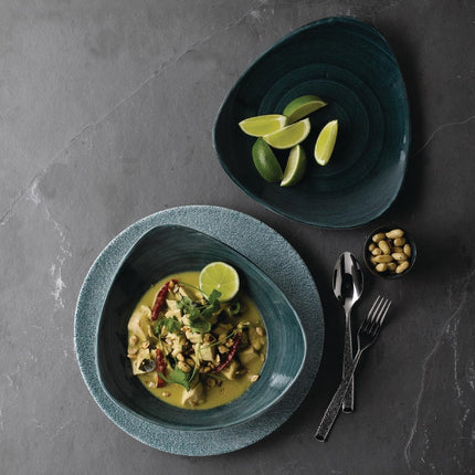 Triangle Bowl Rustic Teal Lotus | Churchill Stonecast Patina | 23.5cm 5