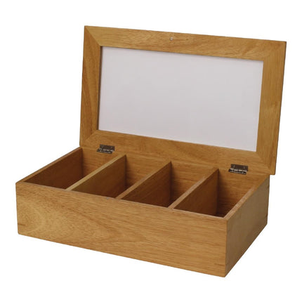 Olympia Light Wood Tea Box with 4 Compartments 2