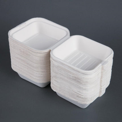 Compostable Bagasse Hamburger Boxes with Hinged Lid 153mm | Fiesta 3