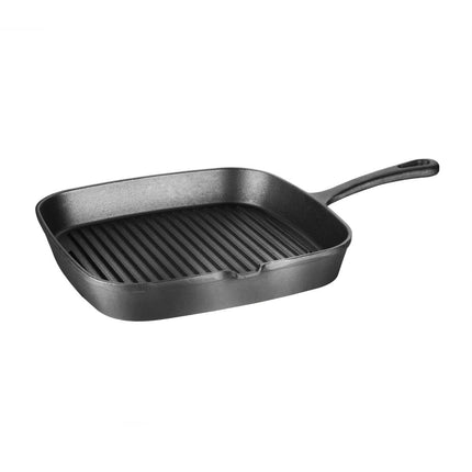 Vogue Square Cast Iron Induction Grill Pan | 24.1 cm | Ribbed Surface
