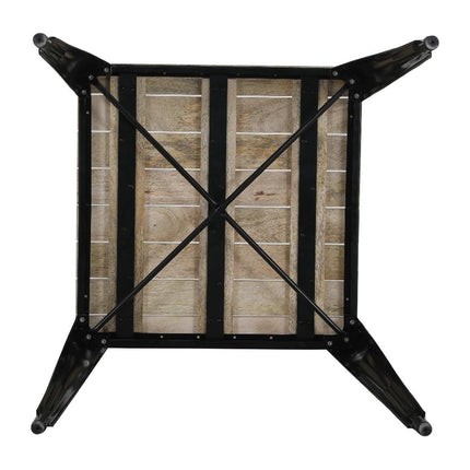 Bolero Bistro Dining Table with Mango Wood Slatted Top and Black Legs | 650mm 8