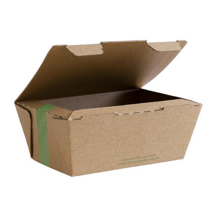 Compostable Ribbed Cardboard Takeaway Boxes Medium | Vegware