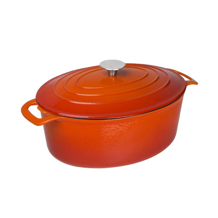 Oval Induction Cast Iron Casserole Orange 6L | Vogue 5