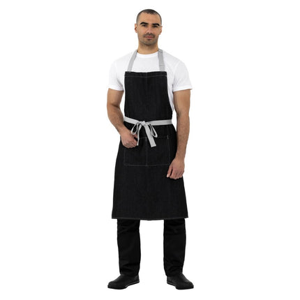 Black Denim Halter Apron with Adjustable Neck and Double Pockets | Southside | 100x70 cm 7