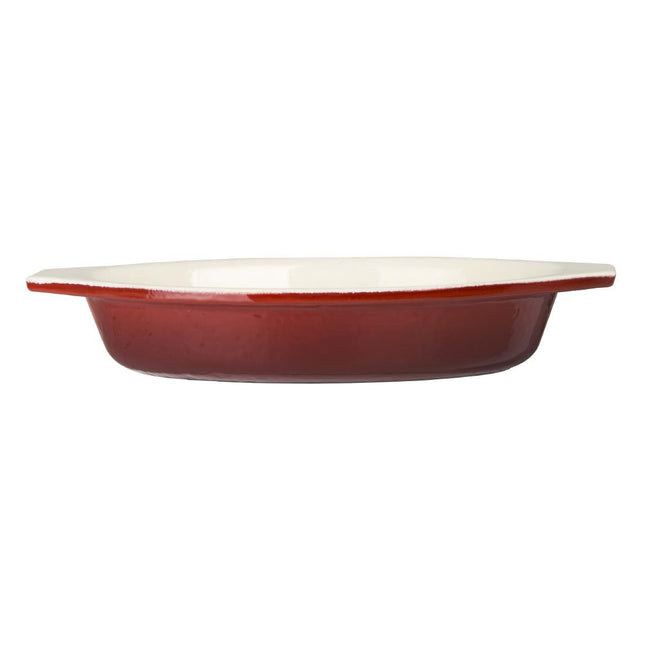 Oval Cast Iron Gratin Dish 0.65L | Vogue | Red 2