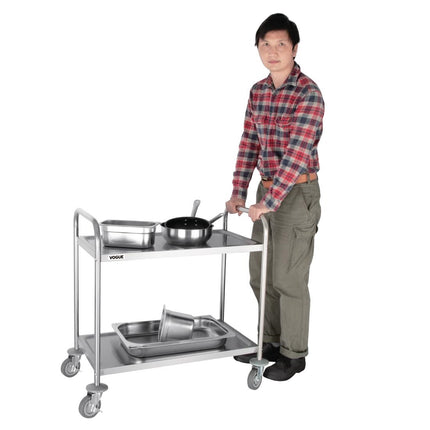 Stainless Steel 2-Tier Serving Trolley Medium | Vogue 3