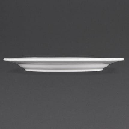 White Dinner Plates with Wide Rim 28cm | Olympia Whiteware | Set of 6 3
