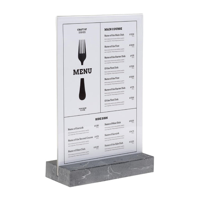 A4 Portrait Board Holder with Polystone Base Anthracite | Europel 2