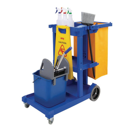 Jantex Cleaning Trolley with Shelves and Clips 5