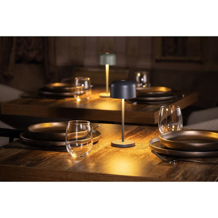 Table Lamp with Round Shade Grey 200mm | Olympia Siena 2