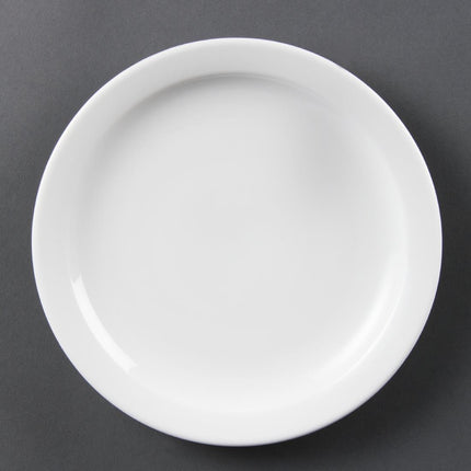 Whiteware Plates with Narrow Rim 20.2cm | Olympia | Set of 12
