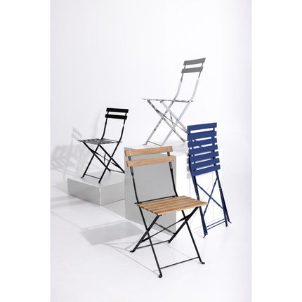 Folding Pavement Style Chairs with Wood Effect | Bolero Perth Series | Set of 2 10