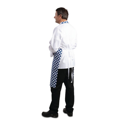 Polyester-Cotton Bib Apron Blue-White Checkered | Whites 3