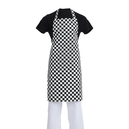 Black and White Checkered Whites Polyester/Cotton Bib Apron