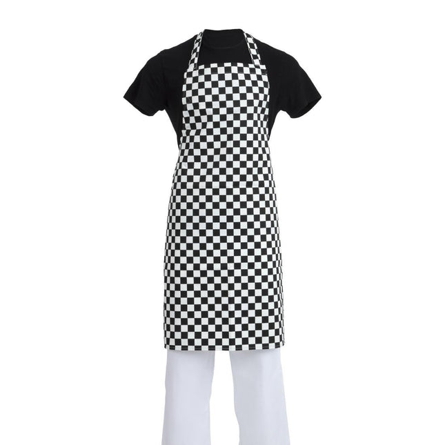 Black and White Checkered Whites Polyester/Cotton Bib Apron