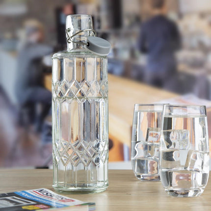 Glass Water Bottle with Stopper 1 Liter | Olympia Geo 2