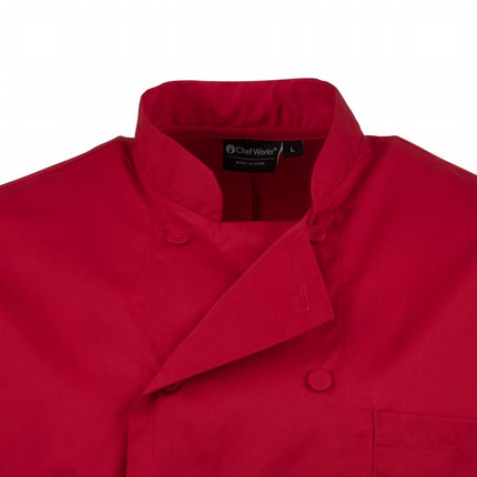 Unisex Red Chef Jacket with Double Button Closure | Chef Works | Size M 8