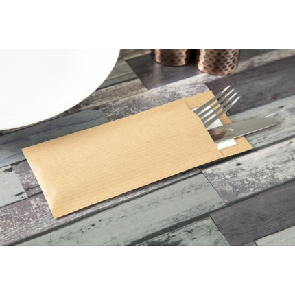 Cutlery Pouch with White Napkin | Europochette Brown 5