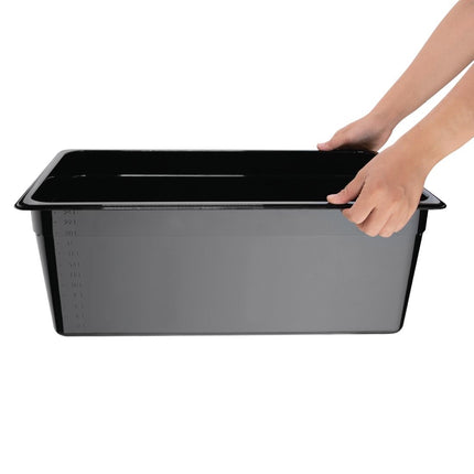 Polycarbonate Gastronorm Container 1/1 Black 200mm | Vogue 2