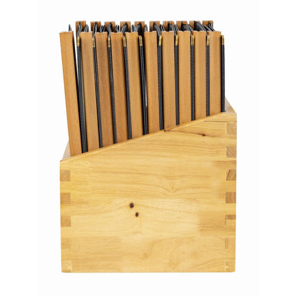 Securit A4 Menu Holders with Wooden Spine Black | Set of 20 with Wooden Box 4