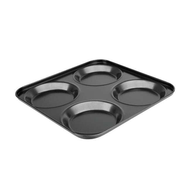 Carbon Steel Non-Stick Yorkshire Pudding Baking Tray 4-Cup | Vogue | 23mm Depth