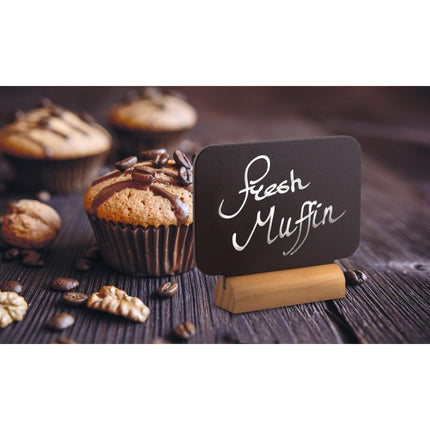 Rectangular Mini Chalkboard Labels with Chalk Marker and Wooden Base Box | Securit Silhouette 6