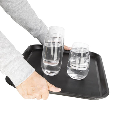 Black Non-Slip Polypropylene Serving Tray 45.8x35.6cm | Olympia Kristallon 4