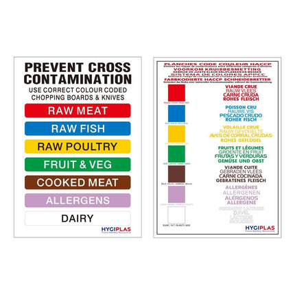 HDPE Cutting Board Set with Rack and HACCP Color Code Chart | Hygiplas | 6 Pieces 6
