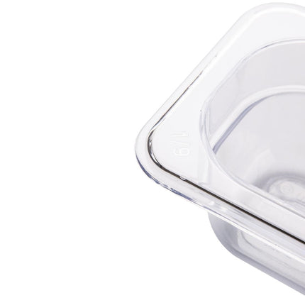 Polycarbonate Gastronorm Container Transparent 65mm | Vogue | GN 1/9 3