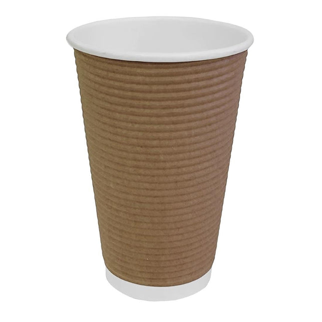Recyclable Ribbed Kraft Coffee Cups with Insulating Wall | Fiesta | 455ml