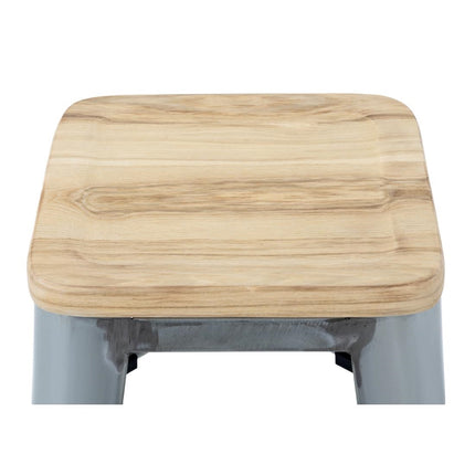 Bolero Bistro High Stools with Wooden Seat Cushion | Galvanized Steel | Set of 4 5