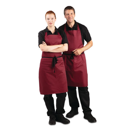 Polyester-Cotton Bib Apron Bordeaux | Whites 6