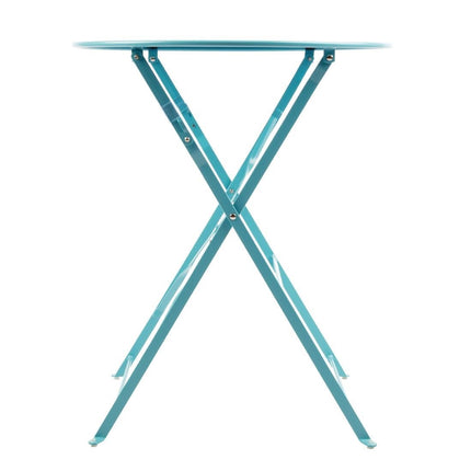 Round Steel Folding Terrace Table 59.5cm Turquoise | Bolero 2