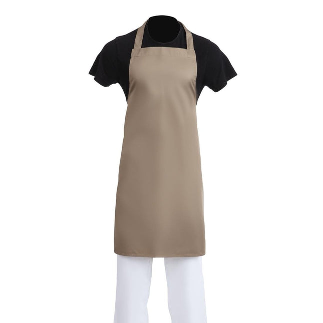 Poly-Cotton Bib Apron Light Brown | Whites