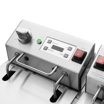 Double Electric Fryer with Timer | Buffalo | 2 x 8L Tanks | 2 x 2.9kW Elements 8