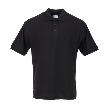 Unisex Black Polo Shirt M | Durable Polyester/Cotton Piqué