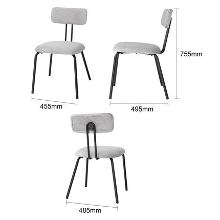 Stackable Dining Chairs Black & Grey Upholstery | Bolero Fairfield | Set of 2 5