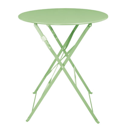 Round Steel Folding Table Light Green 595mm | Bolero