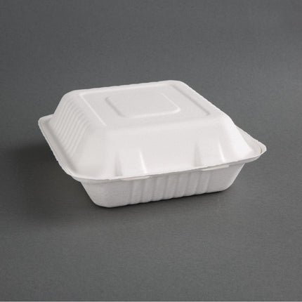 Kompostne škatle za hrano iz bagasse s 3 pregradami, set 200 | Fiesta Compostable | Zračen material