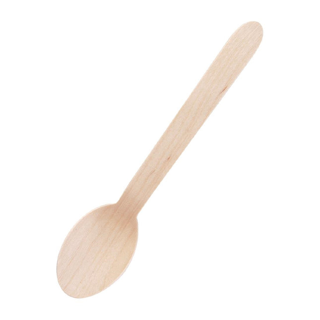 Compostable Biodegradable Wooden Dessert Spoons 16.6cm | Fiesta