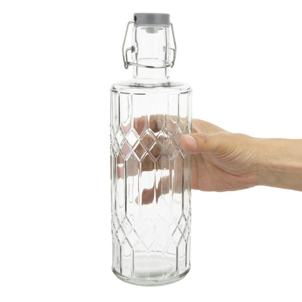 Glass Water Bottle with Stopper 1 Liter | Olympia Geo 3