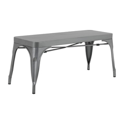 Bolero Bistro Metal Bench Dark Grey 1000mm